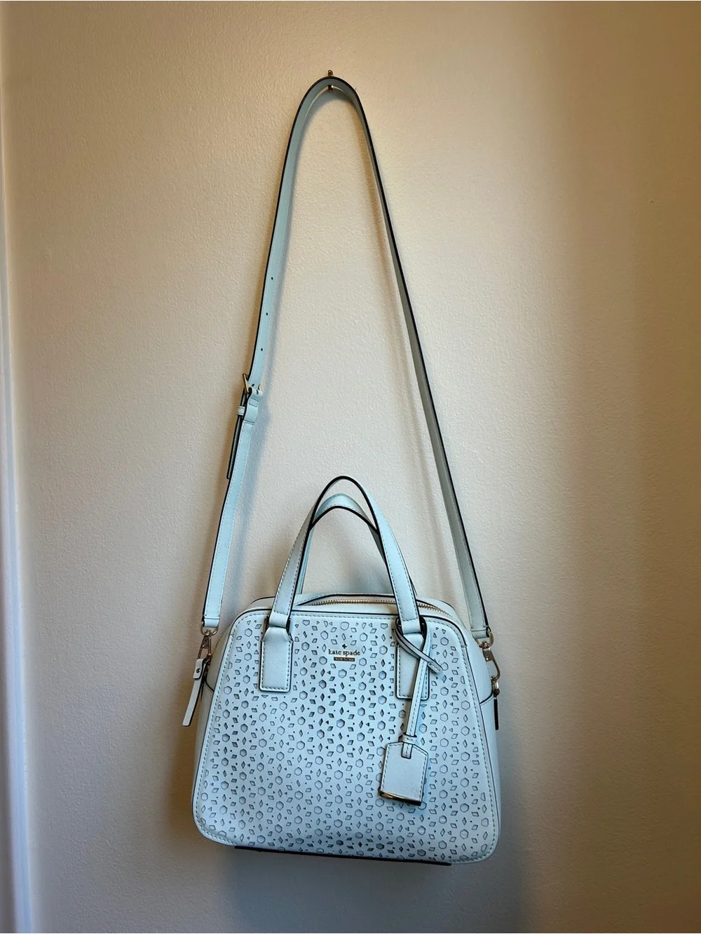 kate spade Light Gray Perforated Leather Satchel